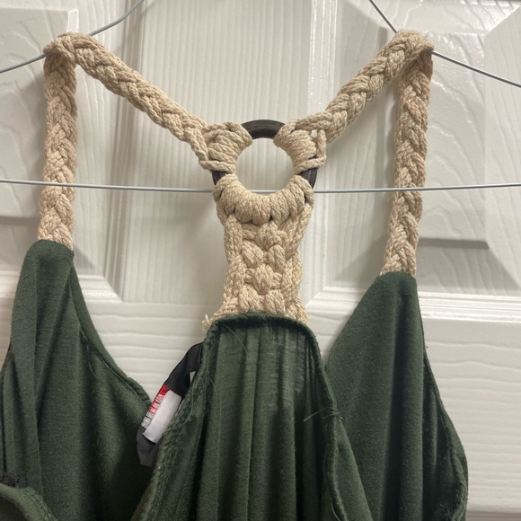 EUC XL Green maxi dress with flower design and braided sports bra style back - Picture 5 of 7